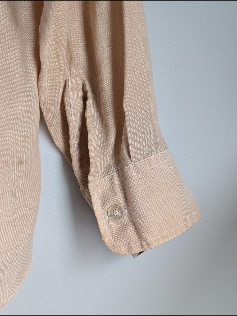 VTG 70s JCPenney MW Shirt Mens Medium Tan Butterfly Collar Contrast Disco Boho - Picture 9 of 15
